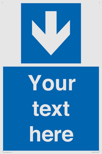 Custom Mandatory directional sign, blue arrow down